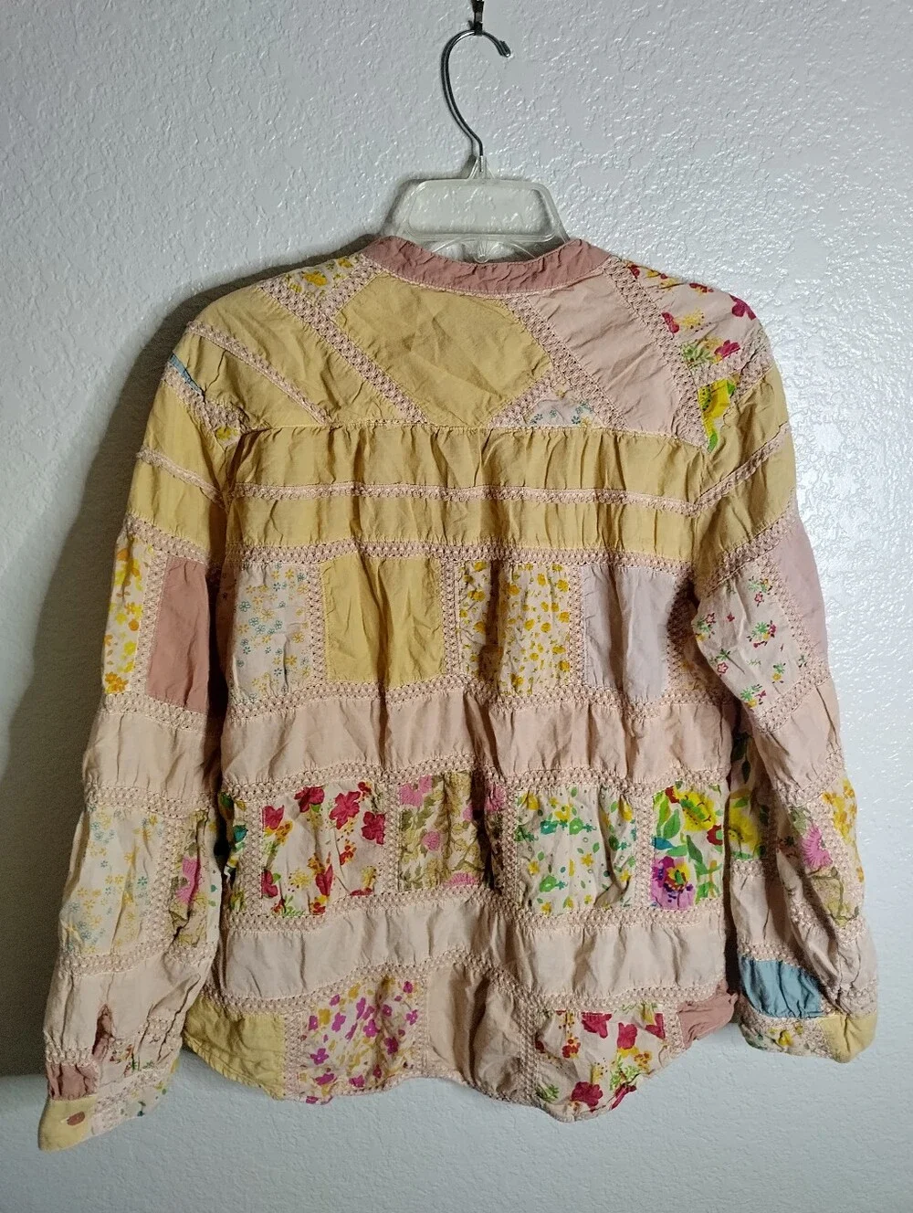 IVY JANE PATCHWORK PATTERNED Cottagecore Boho TOP IN PINK Sz L